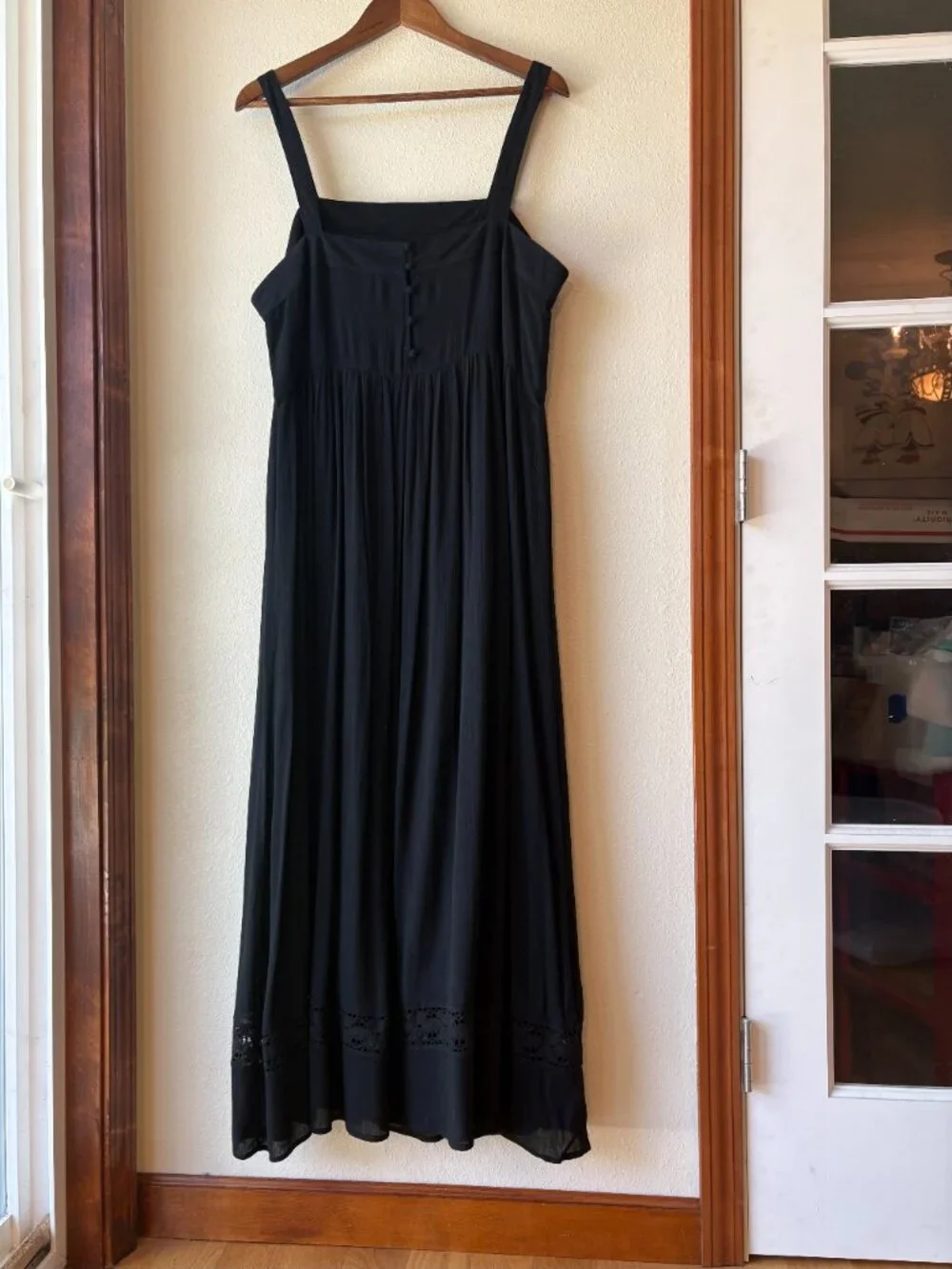 Natural Life 100% Cotton Spring Summer Midi Dress Lace Empire Waist Casual Sz L - Picture 6 of 11